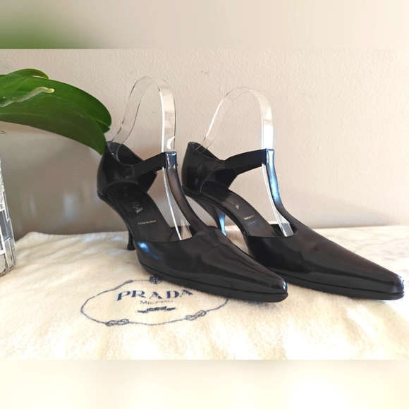 Prada Black T-Strap Kitten Heels| Size 39 EU (9) | With Prada Shoe Bag (EUC) - Picture 6 of 15